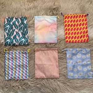 Lot of 6 Ipsy Drawstring Makeup Bags